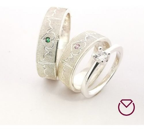 Argollas De Pareja En Plata Baño En Oro Blanco Anillo Gratis