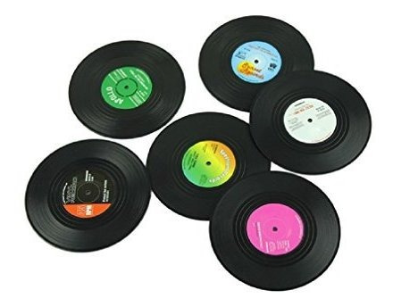Morecome 6pcsset Spinning Retro Disco De Vinilo Bebidas Posa
