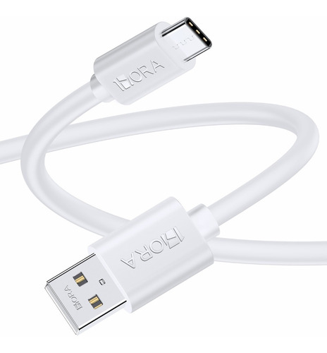 Cable 1hora Usb Tipo C 2.1A Rudo Carga Rápida Datos 1m Color Blanco