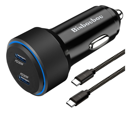 Adaptador Cargador Dual Usb 60 Pps Pd Telefono Vehiculo