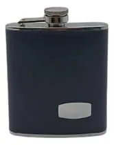 Comprar Petaca Acero Inox 6oz - Revestida Ecocuero - Chapita Grabado Negro Ecocuero - Chapita Para Grabado