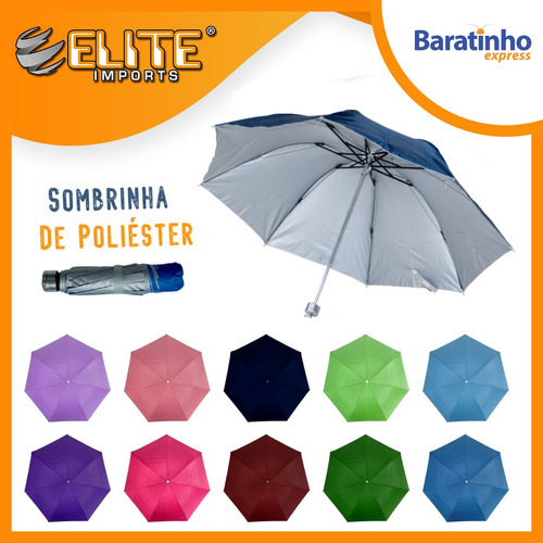 Guarda Chuva Sombrinha De Bolsa Poliéster Colorida 7 Varetas Cor Azul Bebê + Bag Azul