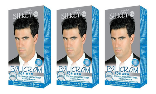 3 Tinturas Silkey Policrom For Men - Coloración Masculina 
