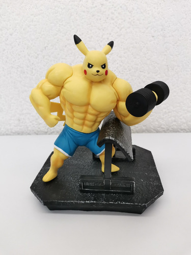 Figura Pokemon Gym Gimnasio Musculoso Pikachu Fitness B