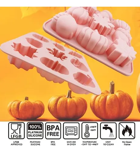 Molde De Silicona 3d Con Forma De Calabaza Para Otoño, 2 Uni