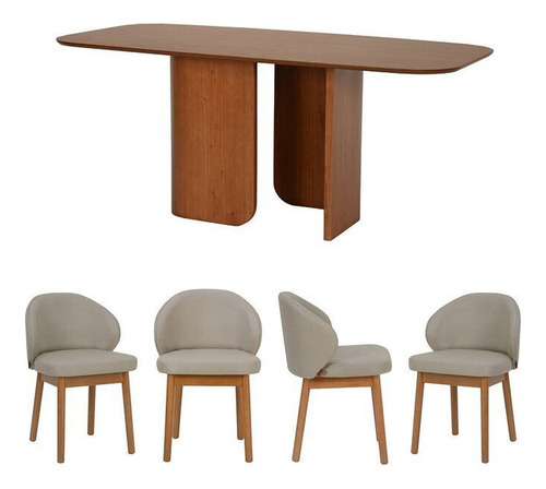Kit Mesa De Jantar Boreal 180cm E 4 Cadeiras Jambu Cabecasa