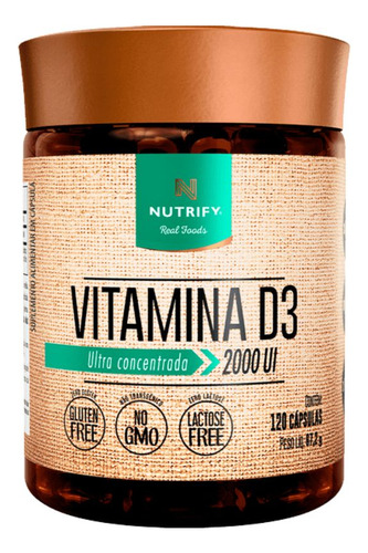 Vitamina D3 (2000ui) Pote 120 Cáps - Nutrify Sabor Neutro