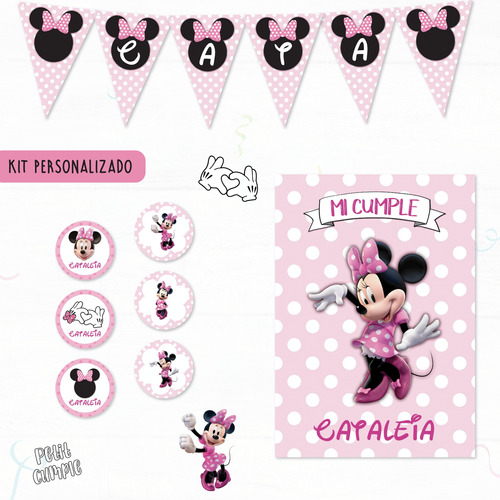 Kit Imprimible Minnie Rosa Personalizado (sin Candy Bar)