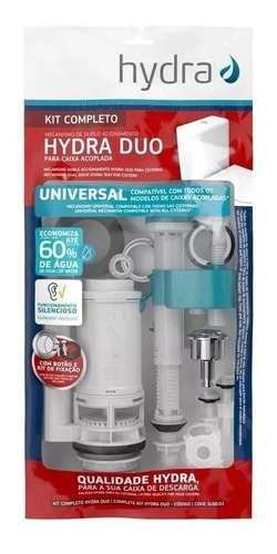 Reparo Kit Completo Duplo Acion. Caixa Acoplada Universal Deca Hydra Duo Acionamento Duplo