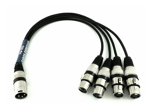 Cabo  Xlr Splitter Y   1 Xlr  Macho  X  4 Xlr Fêmeas   30 Cm