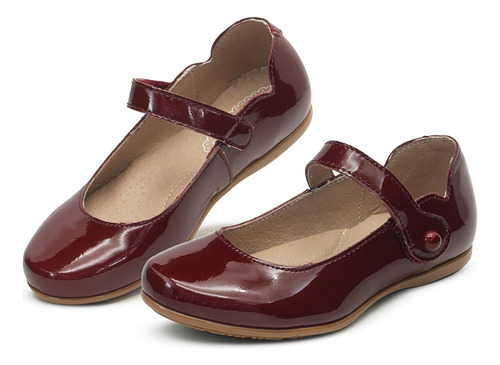 Zapato Karsten® Charol Vino Formal Fiesta Velcro Niña