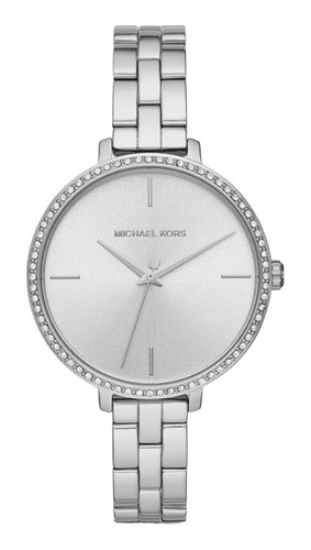 Vanité Reloj Michael Kors Original Para Dama Mk Mujer Color De La Correa Plateado Color Del Bisel Crystal Pave, Plateado Color Del Fondo Plateado