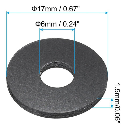 12pçs M6 Arruela Plana De Nylon 6mm Id 17mm Od 1.5mm Junta