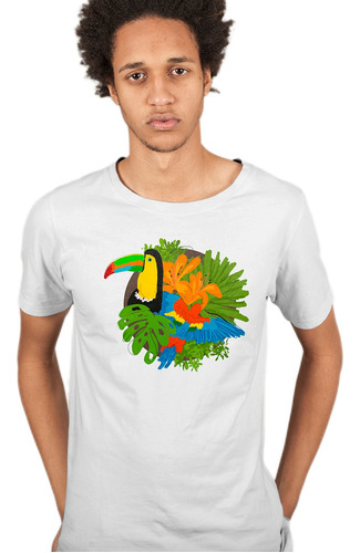 Camiseta Tucán Y Guacamaya De La Observadora Art