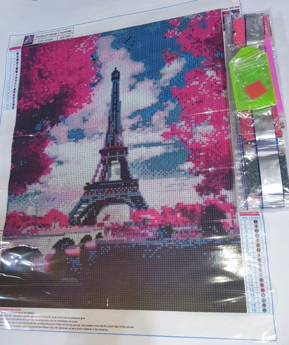 Pintura Com Diamantes-diy 5d Strass- Torre Eiffel 1-40x50 Cm