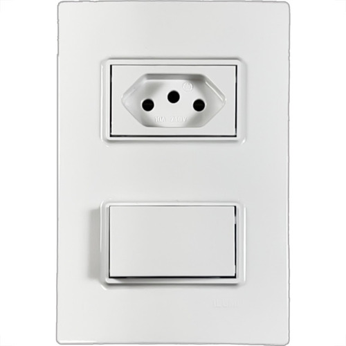 Conjunto Ilumi Vivaz Branco Com Placa 1 Simples + Tomada 10a