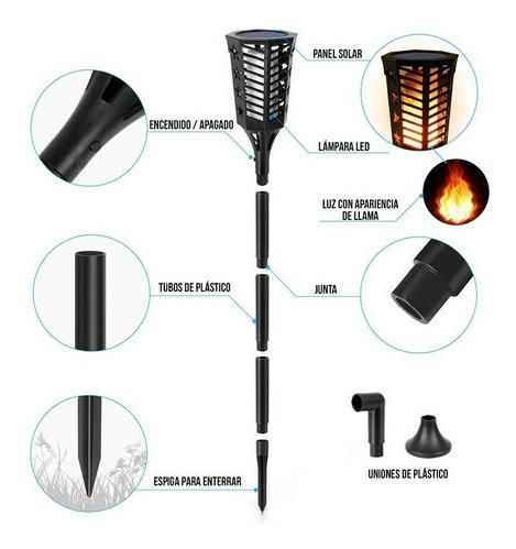 Antorcha Led Lámpara Solar Control De Luz 005