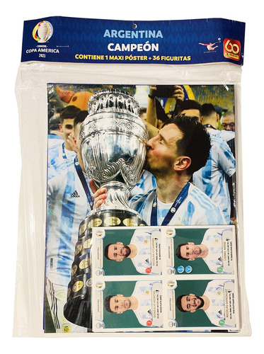 Maxi Poster Argentina Campeón Copa América 2021 36 Figuritas