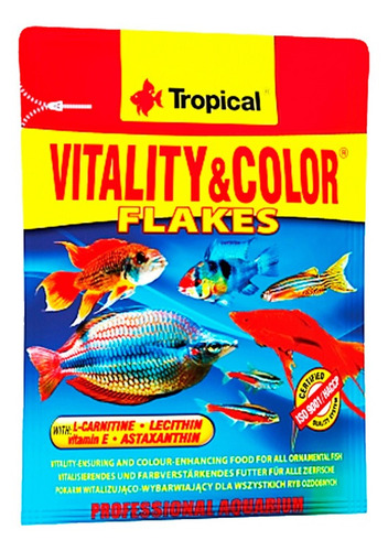 Ração Tropical  Vitality & Color Flakes Para Peixe 12g Sache