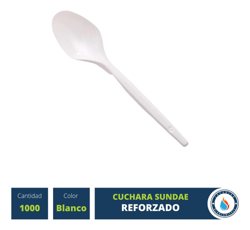 Cuchara Sundae Descartable Plastico Blanco Reforzado X1000u