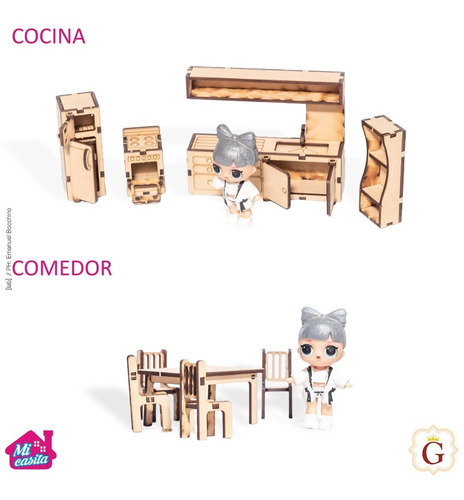Casita Casa De Muñecas Lolita En Fibro Fácil Con Muebles