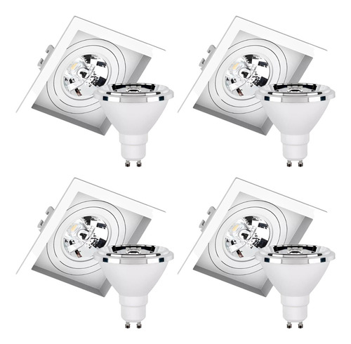 Kit 6 Spot Embutir Ar70 Gu10 + Lâmpadas Led Ar70 Inclusas Estrutura Branco/4000k 127/220V