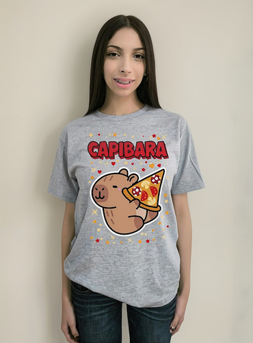 Polera Manga Corta Capibara Pizza Cod 001