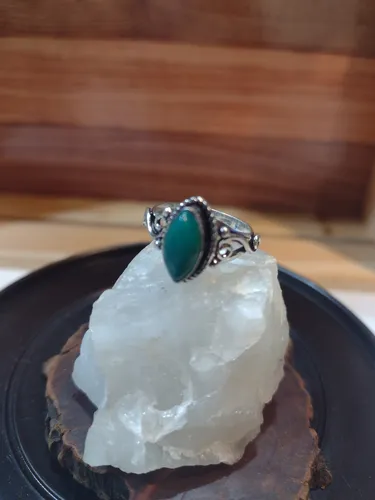 Anillo Plata 925 Tibetana Piedra Natural Crisoprasa (n° 16)