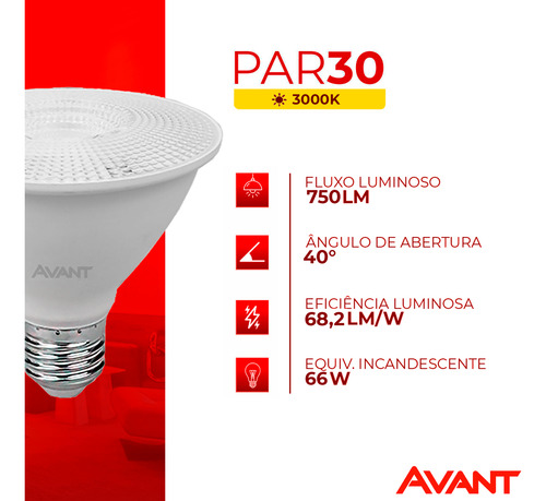 Kit 10 Lâmpada Led Par30 11w Ip20 Pé Direito Alto Luz Forte