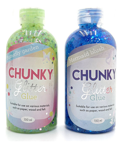 Combo 2 Pegamento Con Glitter Brillante 150 Ml Adhesivo