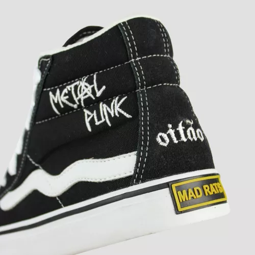 tênis unissex mad rats hi top old school preto/branco - C&A