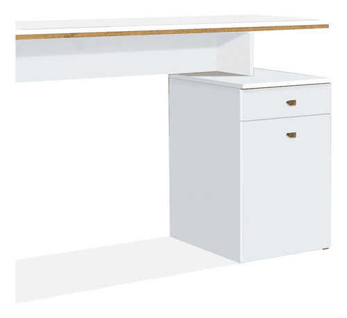 Mesa Estação De Trabalho Escritório Office Branco E Nature