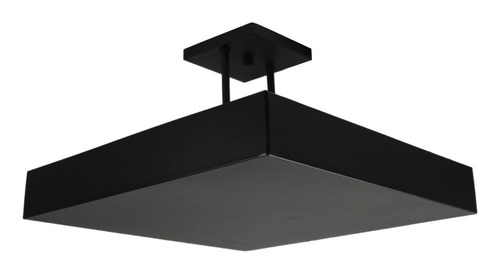 Plafon Luz Indireta Sobrepor 40x40cm C/ 6 Lâmpadas E27 Cor Preto 3000k - Branco Quente