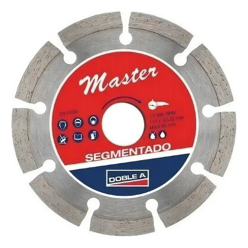 Pack X 10 Disco Diamantado Segmentado 110 X 22,23 Mm Doble A Color Metal