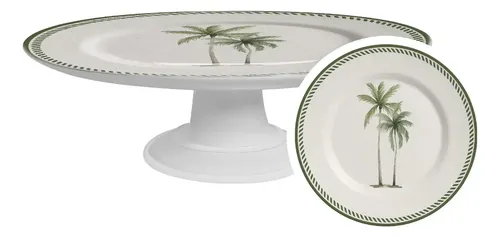 Base De Pastelaira Para Bolos Alleanza Cerâmica Caraíva Branco Y Diseño Florido - R$ 49,77