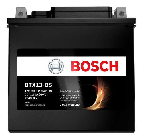 Bateria Yamaha Fzr 1000 12v 13ah Bosch Btx13-bs (ytx14-bs)