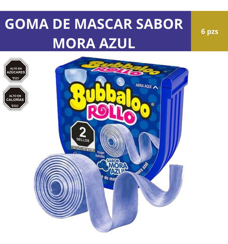 Bubbaloo Rollo Mora Azul 6 Pzas