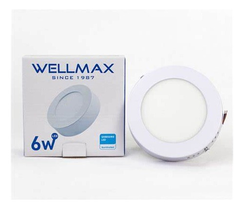 Wellmax Panel Led Redondo De Empotrar 06 Watts Luz Fria #