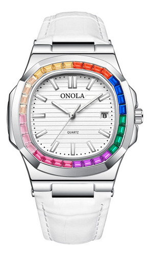 Reloj Onola Leather Rainbow Diamond Quartz