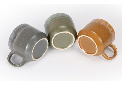 Juego De 3 Tazas De Café De Cerámica Esmaltada