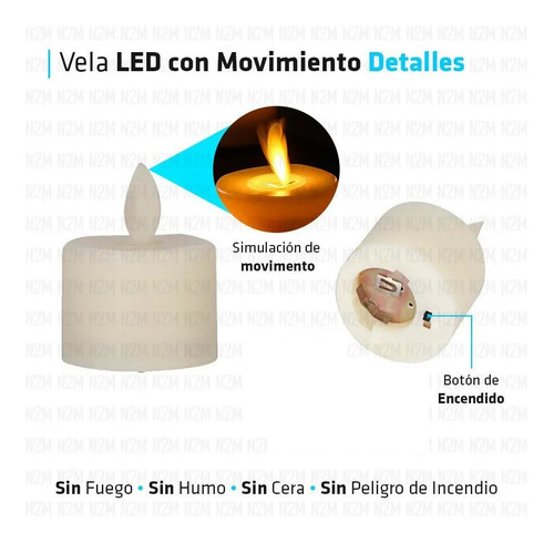 Imagen 2 de 10 de Vela Led Movimiento Llama Real 4 Cm Calido Pilas Navidad