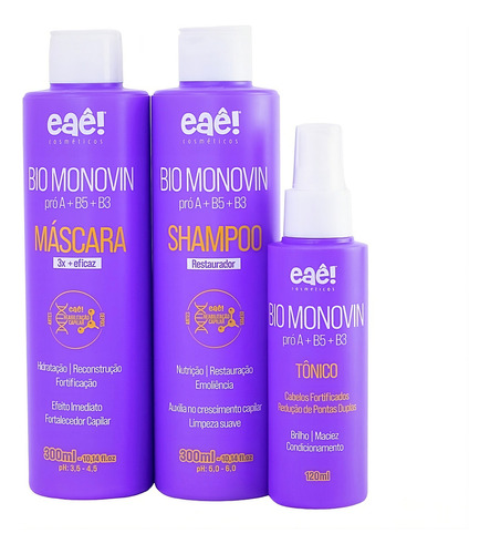 Kit Bio Monovin Shampoo E Máscara 300ml + Tônico Capilar Eaê