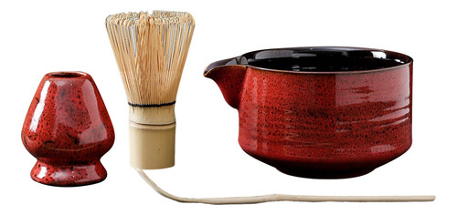 Juego De 4 Piezas De Batidor De Bambú Y Soporte Para Rojo