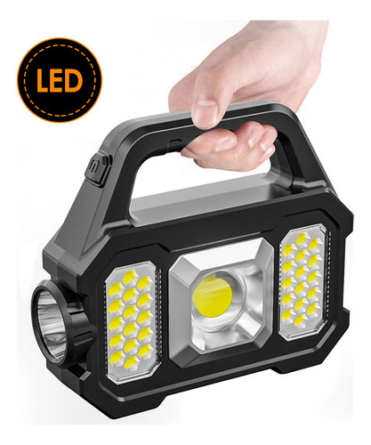 Linterna De Carga Usb Solar Con Luz De Búsqueda Portátil
