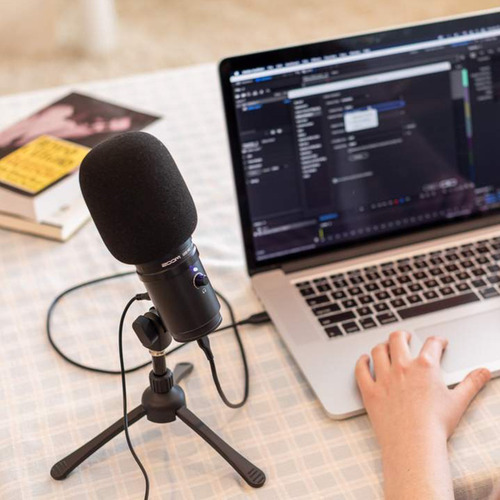Microfone Usb Zoom Zum-2 Supercardioide Podcast E Streaming Cor Preto