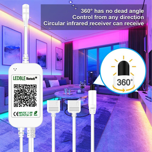 Imagen 8 de 9 de Tira De Luces Led Con Bluetooth Música Rgb 5050 Ip65
