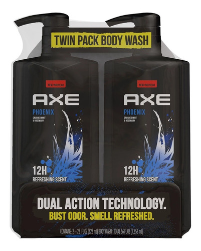 2pk Jabón Liquido Corporal Axe Phoenix (828ml)