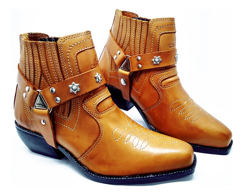 Bota Bico Fino Masculina Botina Salto Carrapeta Rodeo Luxo