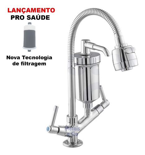Imagem 2 de 9 de Torneira Metal Com Filtro Gourmet Pia Mesa Cozinha Bancada C