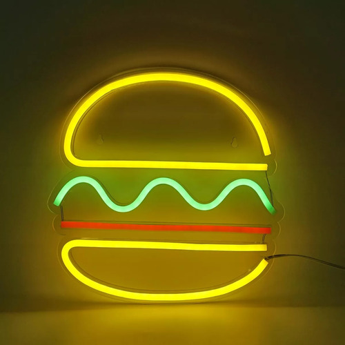 Letrero Led Neon Burger Que Brilla Intensamente